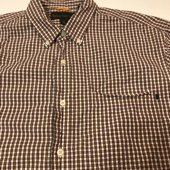 Timberland Long Sleeve Button Down Casual Shirt, XL, Red/White Checks, Cotton - Picture 4 of 8